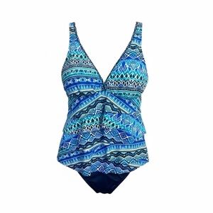 Penbrooke Tummy Control One Piece Swimsuit with Front Ruffles, Adjustable Straps
